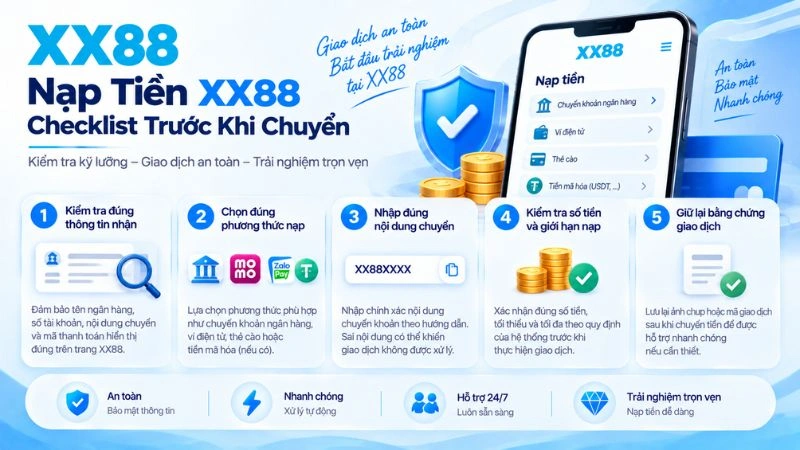 Giao dịch nạp và rút tiền tại XX88